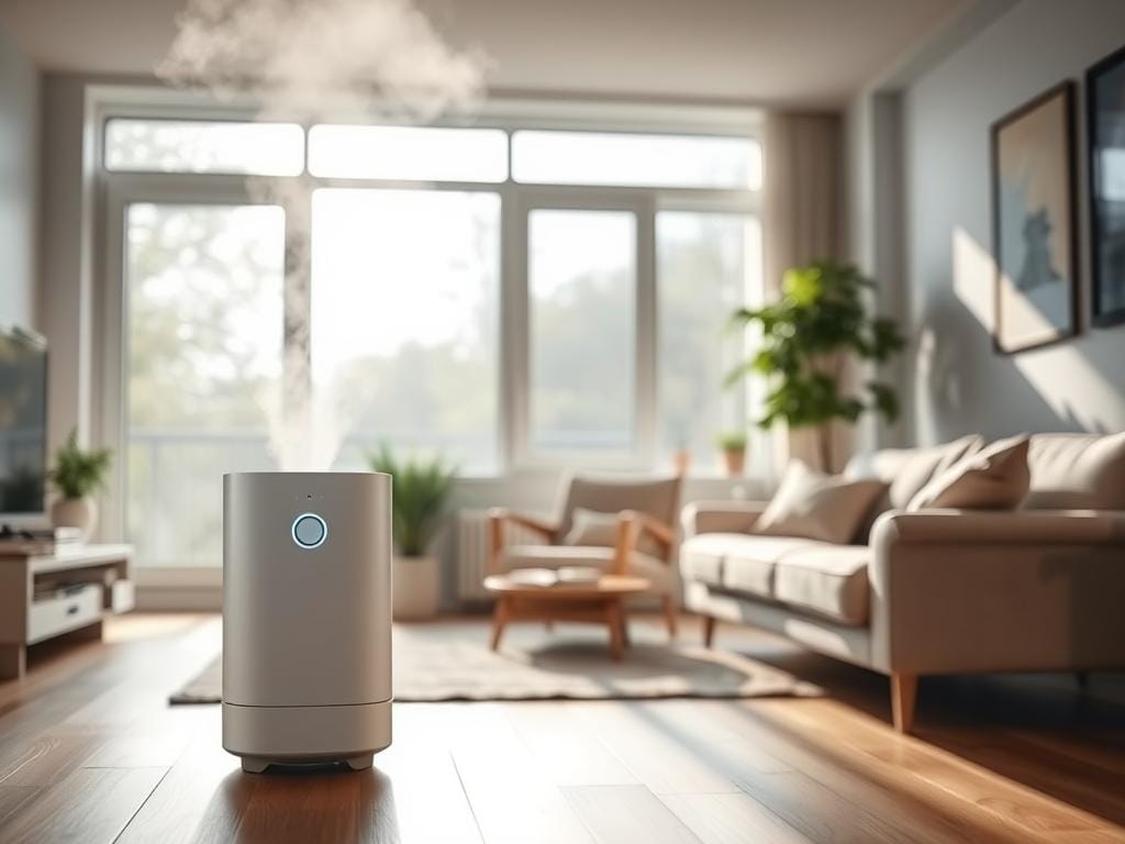 A well-lit, modern living room with a Fizzy Offers air purifier prominently displayed in the foreground. The purifier emits a soft, hazy glow, conveying a sense of clean, refreshed air. The middle ground features a cozy armchair and a houseplant, while the background showcases large windows allowing natural light to flood the space. The overall atmosphere is serene and calming, reflecting the user's satisfaction with the air purifier's performance. A well-lit, modern living room with a Fizzy Offers air purifier prominently displayed in the foreground. The purifier emits a soft, hazy glow, conveying a sense of clean, refreshed air. The middle ground features a cozy armchair and a houseplant, while the background showcases large windows allowing natural light to flood the space. The overall atmosphere is serene and calming, reflecting the user's satisfaction with the air purifier's performance.