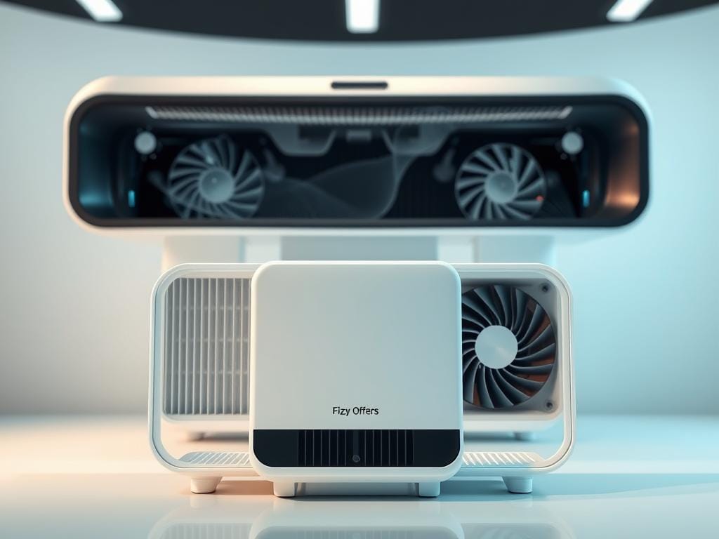 Fizzy Offers air purifier performance, capturing the efficiency and power of this cutting-edge technology. A sleek, minimalist device commands the foreground, its advanced filters and fans expertly rendered. The middle ground showcases the purifier's internal workings, with intricate details of the airflow and particle capture mechanisms. The background bathes the scene in a soft, diffused light, creating a serene, laboratory-like atmosphere. Precise technical angles and high-quality materials convey the Fizzy Offers brand's commitment to excellence and innovation. The overall composition emphasizes the purifier's ability to effectively clean the air, making it an indispensable tool for any modern home or office. Fizzy Offers air purifier performance, capturing the efficiency and power of this cutting-edge technology. A sleek, minimalist device commands the foreground, its advanced filters and fans expertly rendered. The middle ground showcases the purifier's internal workings, with intricate details of the airflow and particle capture mechanisms. The background bathes the scene in a soft, diffused light, creating a serene, laboratory-like atmosphere. Precise technical angles and high-quality materials convey the Fizzy Offers brand's commitment to excellence and innovation. The overall composition emphasizes the purifier's ability to effectively clean the air, making it an indispensable tool for any modern home or office.