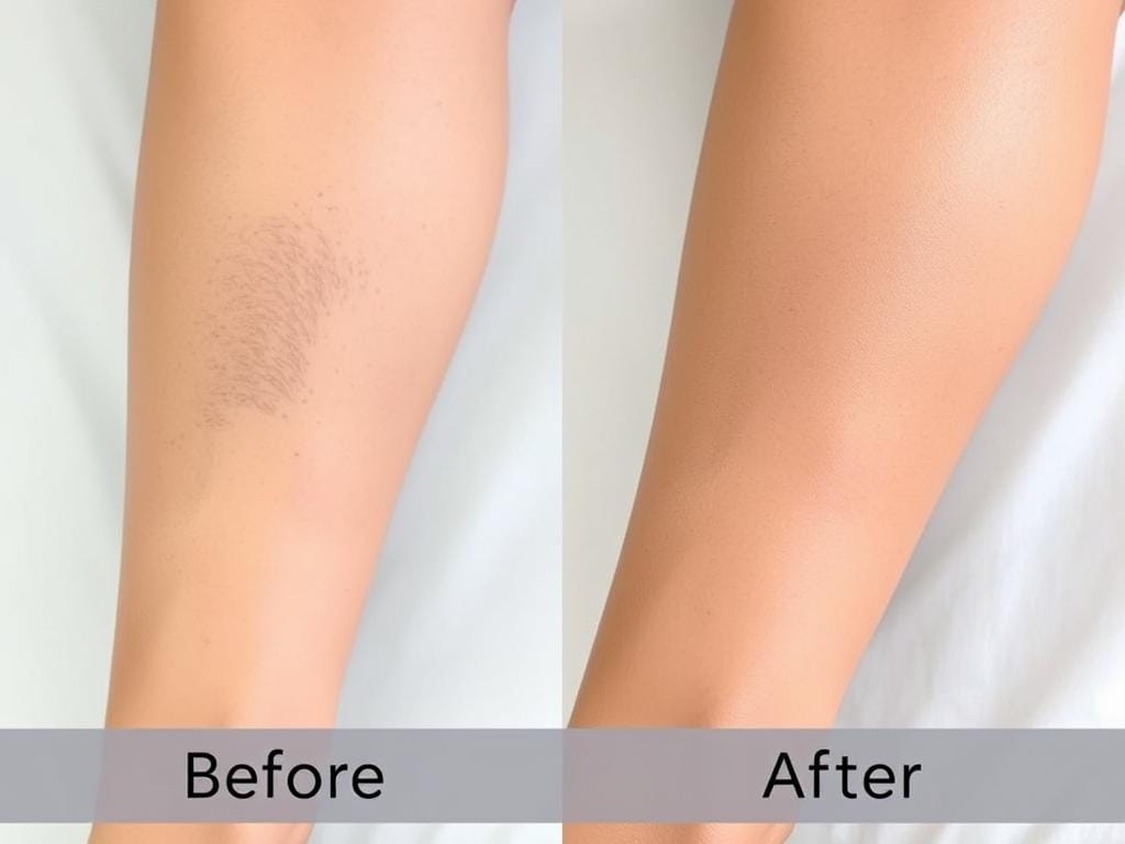 Before and after results showing hair reduction from using the Ulike Air 10
