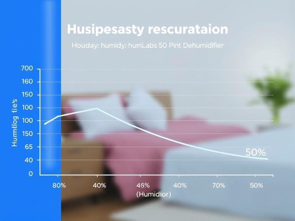 Graph showing humidity reduction over time with hOmeLabs Dehumidifier 50 Pint