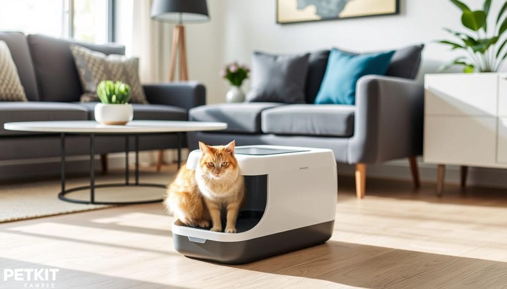 PETKIT Puramax 2 Automatic Cat Litter Box in a modern home setting