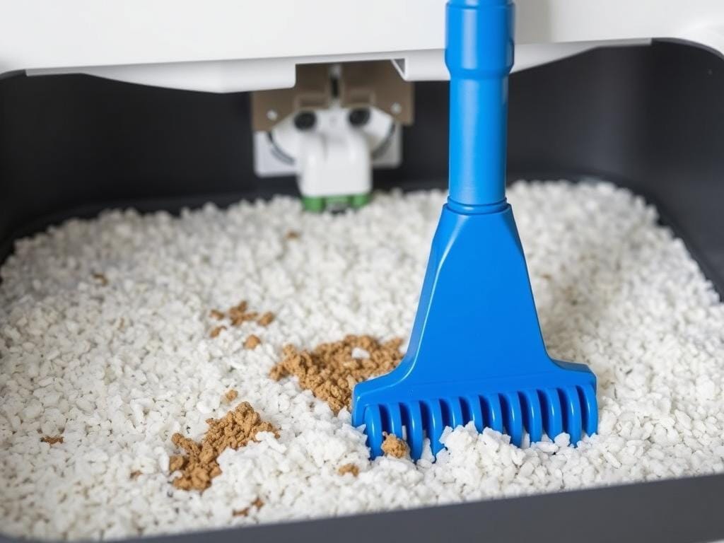PetSafe ScoopFree Crystal Pro showing the automatic rake mechanism