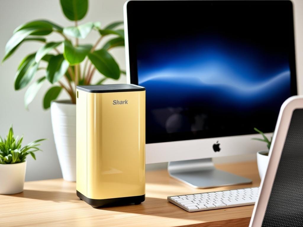 Shark NeverChange Compact Pro Air Purifier in home office setting