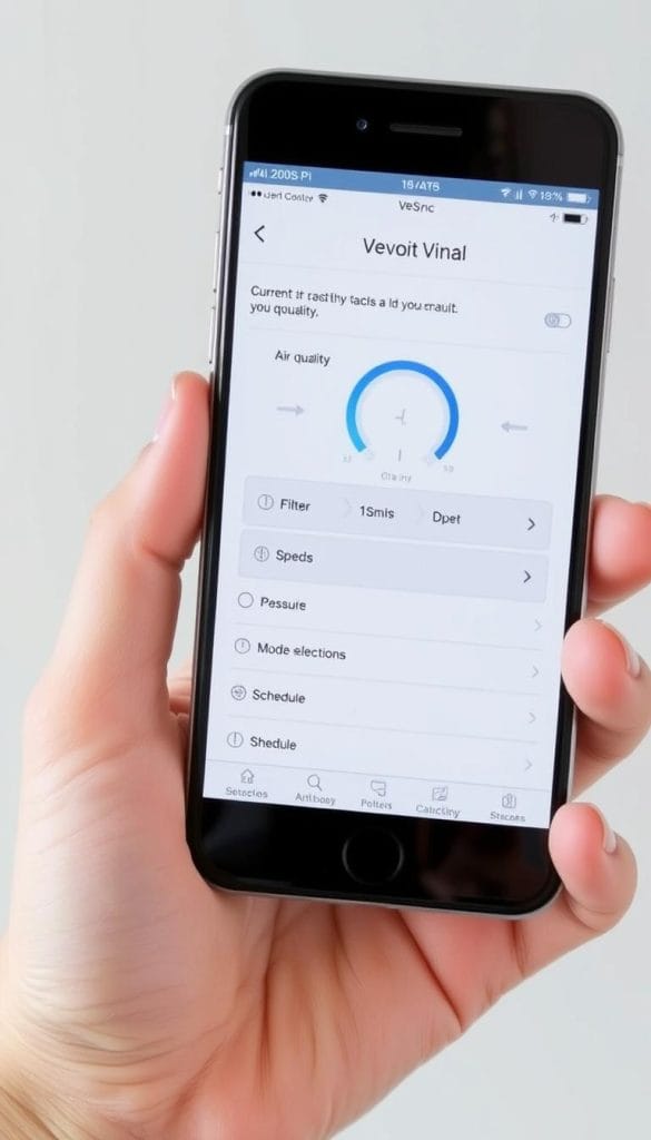 VeSync app interface showing Levoit Vital 200S-P controls on a smartphone VeSync app interface showing Levoit Vital 200S-P controls on a smartphone