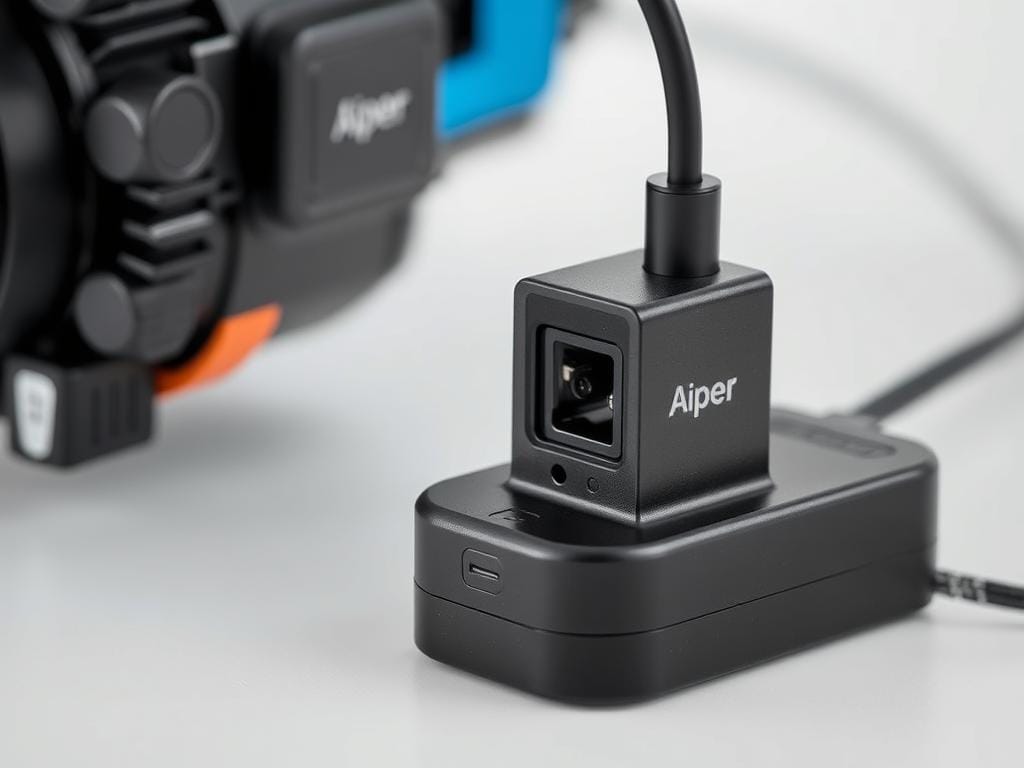 Aiper Scuba S1 charging station with the cleaner connected