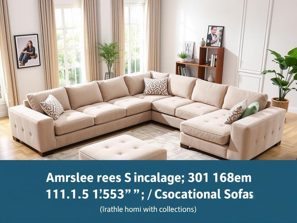 Amsleekey Modular Sectional Sofa 111.5-inch U-Shaped Corduroy Couch