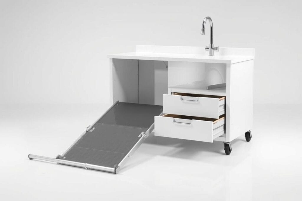 DWVO Professional Dog Bathing Station with Left Ramp and 2 Drawers configuration