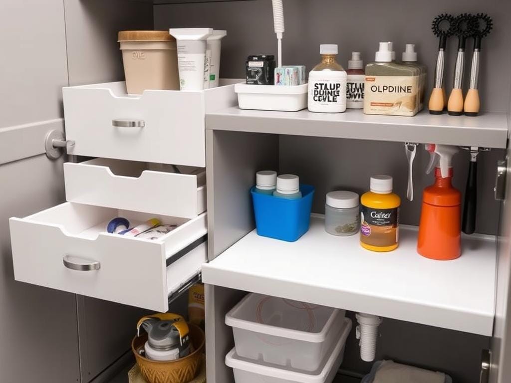 DWVO dog bathing station showing the storage drawers and accessories