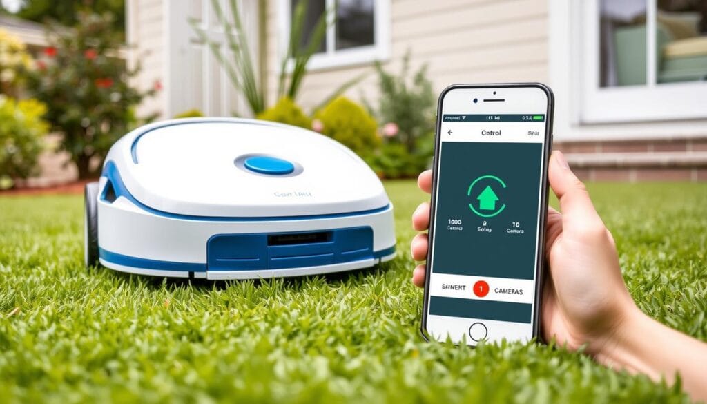 Eufy Lawnbot E18 robot mower with easy setup interface on smartphone - best robot lawn mowers 2025