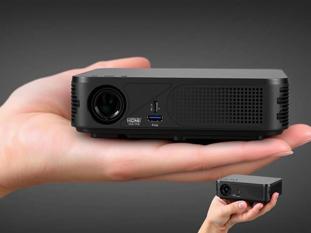 ONOAYO ONO3 Pro Smart Projector's connectivity ports and portable design