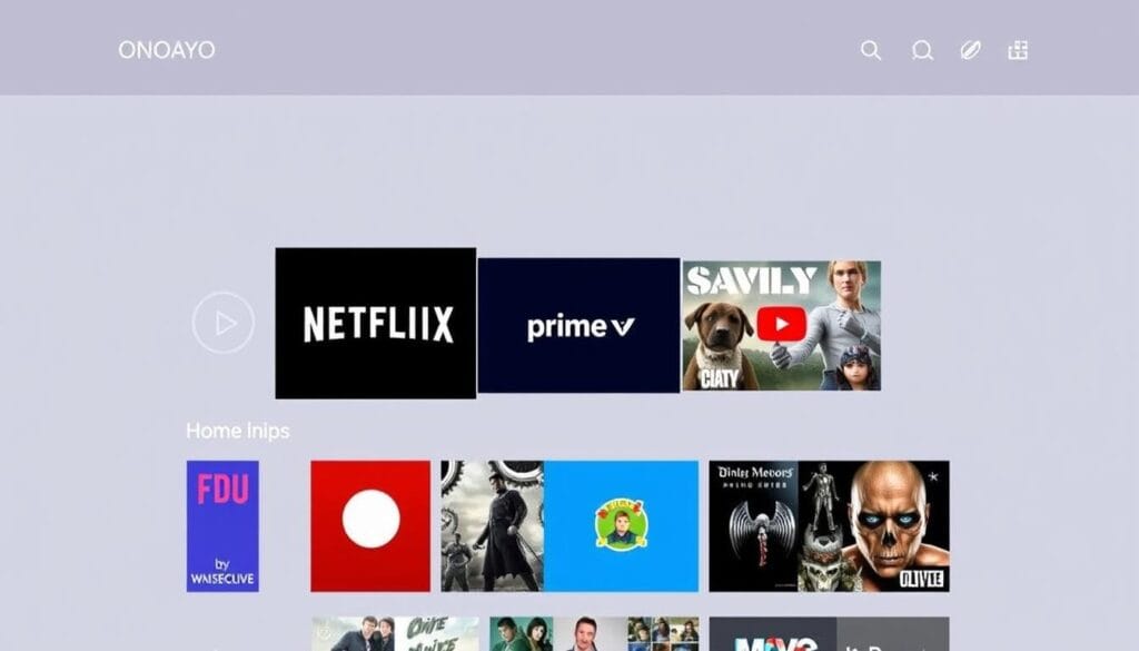 ONOAYO ONO3 Pro Smart Projector's user interface showing streaming apps