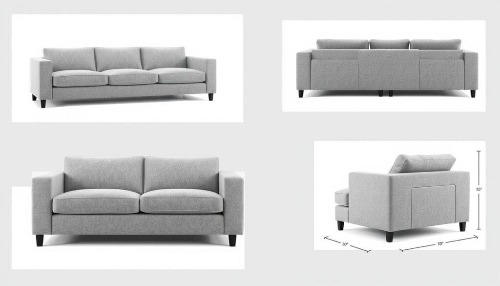 Sectional Cloud Boneless Sofa Couches for Living Room - 3 Seater U-Shaped Modern Lounge Couch shown from multiple angles