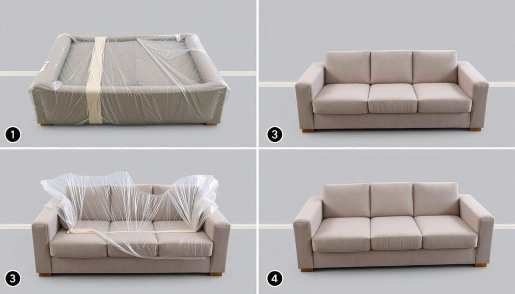 Step-by-step unboxing process of the Sectional Cloud Boneless Sofa Couches