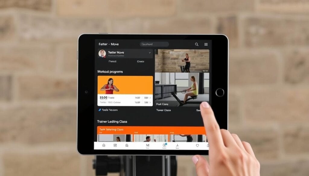 Teeter Move app interface showing workout programs and tracking features
