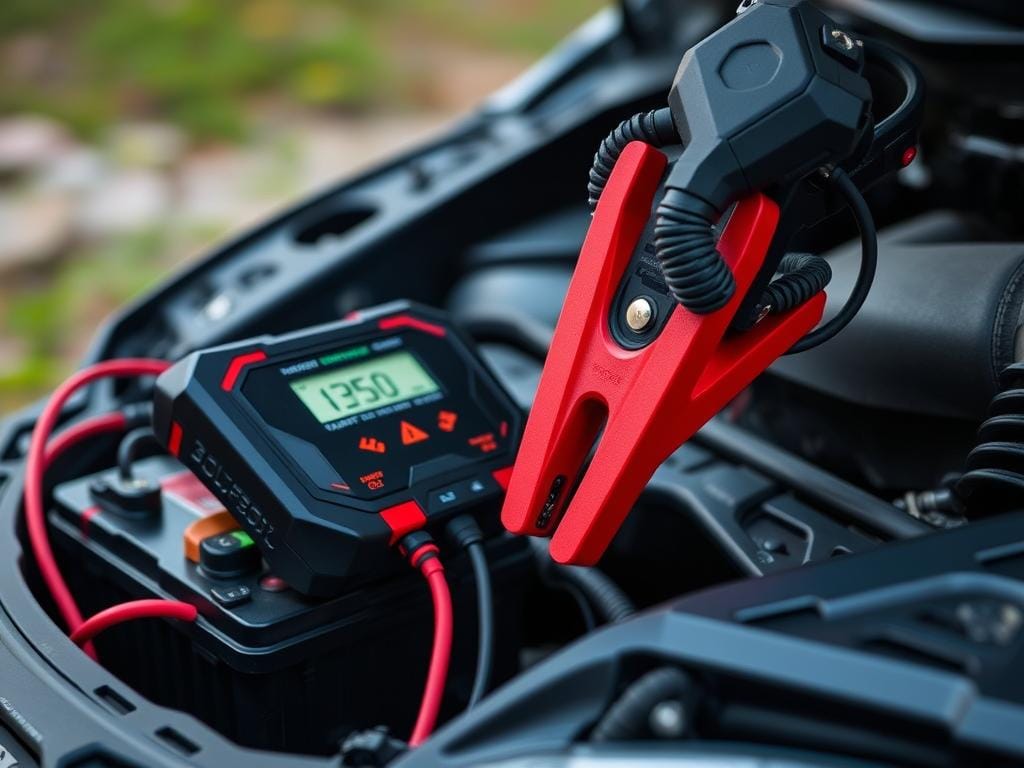 WOLFBOX 3000A Jump Starter being used to jump start a vehicle