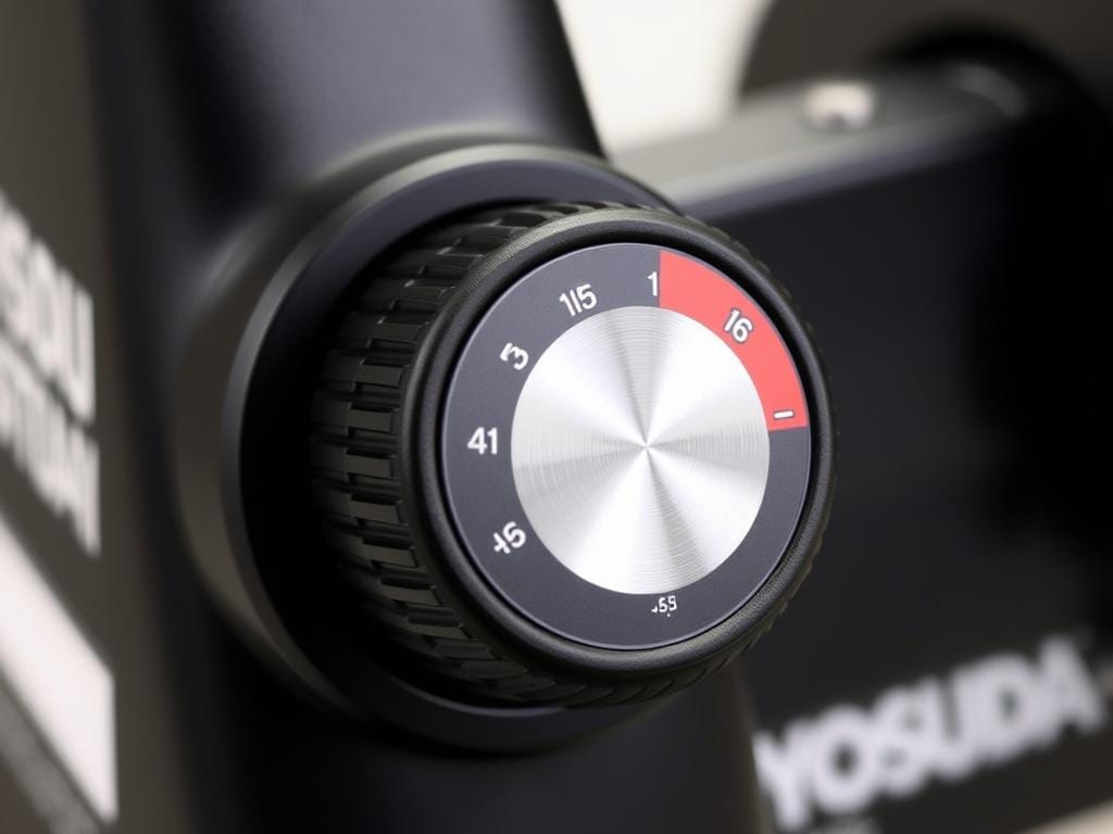YOSUDA Magnetic Rowing Machine resistance adjustment knob showing the 16 resistance levels