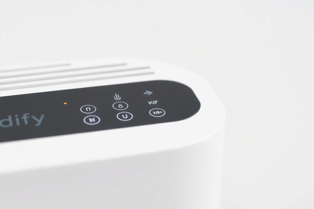 Medify MA-40 Air Purifier control panel showing touch controls