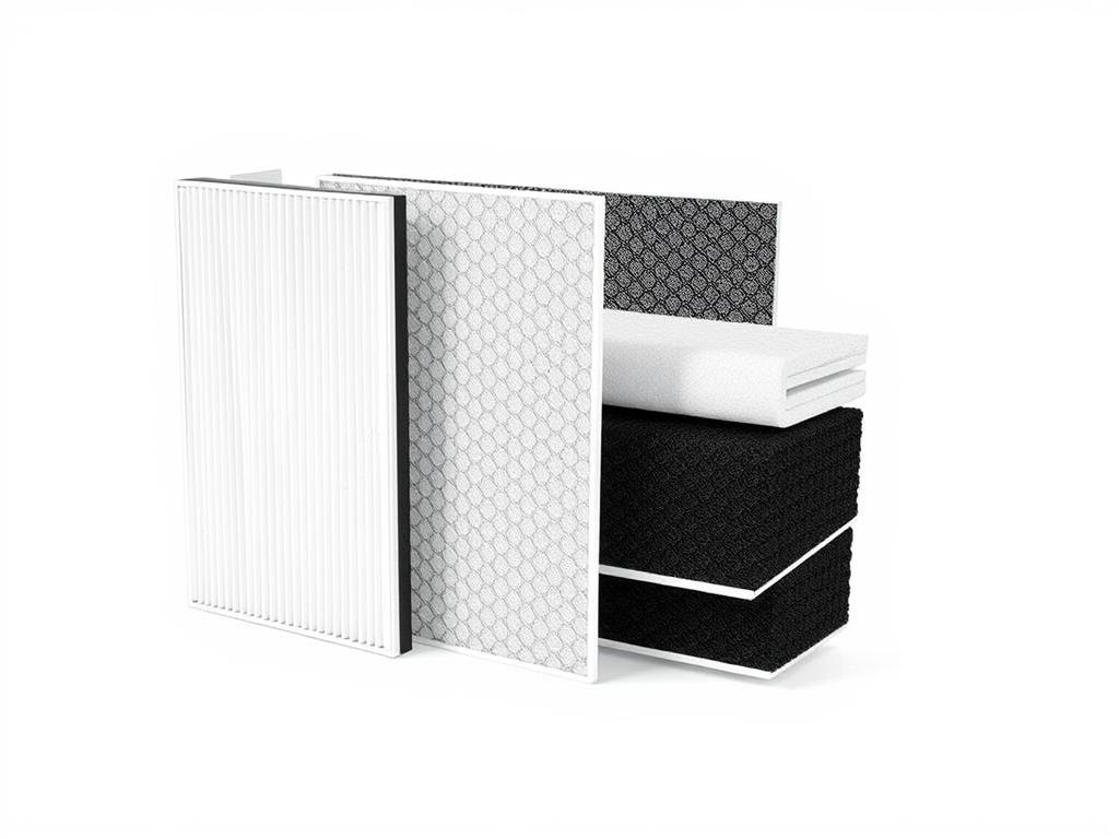 Medify MA-40 replacement filter showing the three-layer filtration system