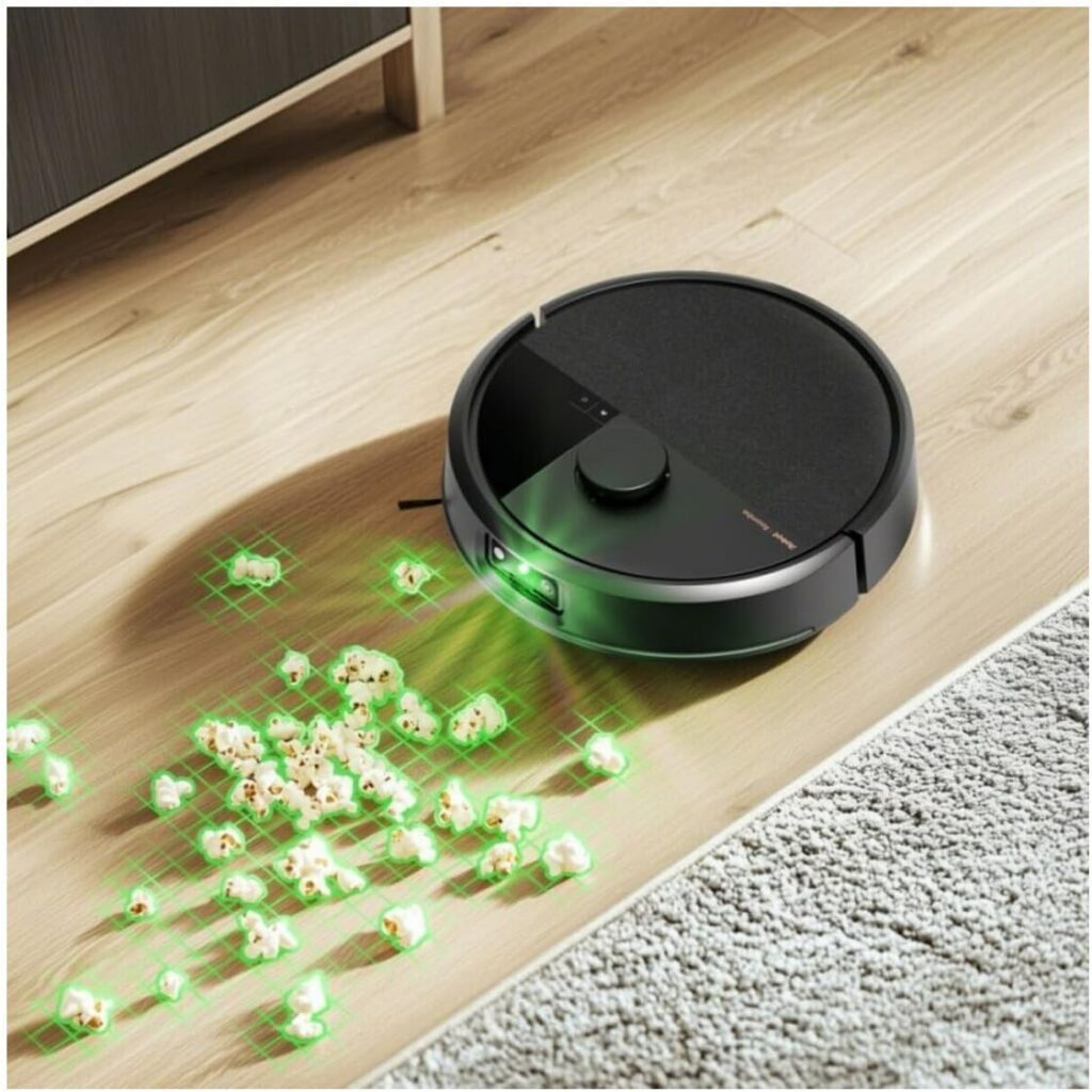 Roomba Max 705 robot vacuum cleaning a living room with pet hair, demonstrating top Roomba robot vacuum in 2025 performance