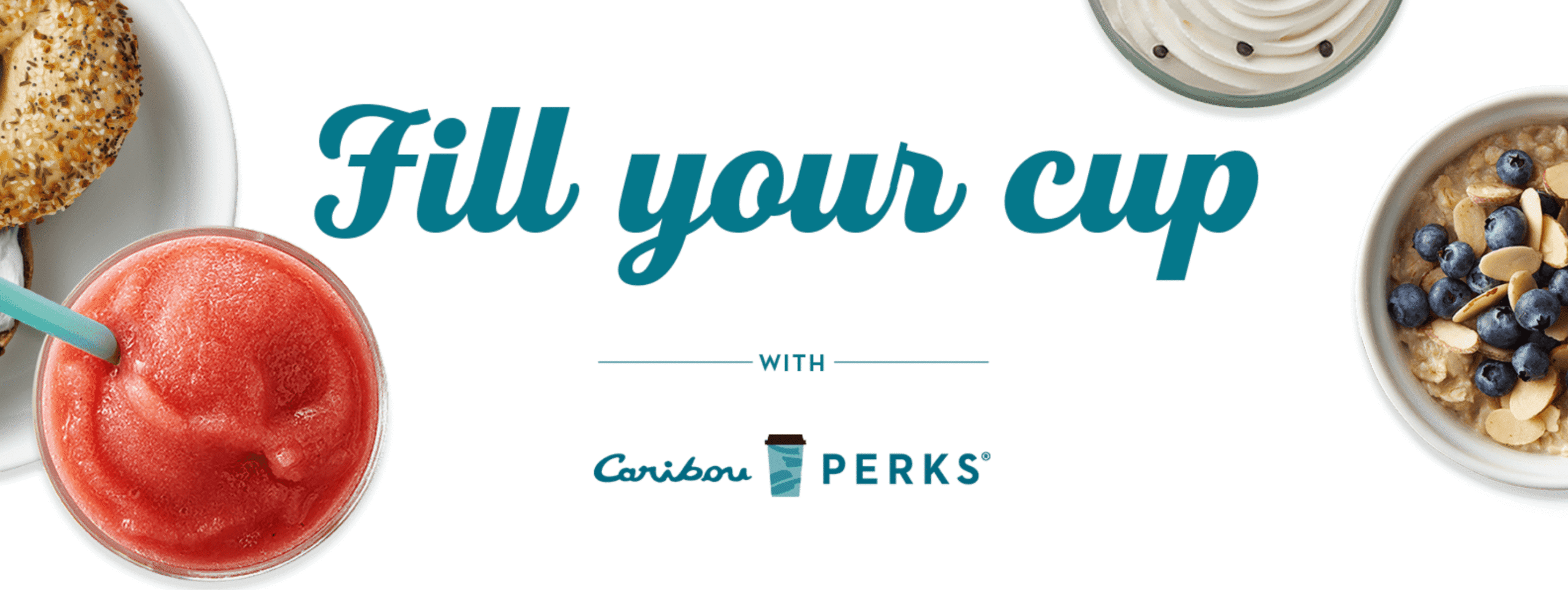 Caribou perks fill your cup image with drinks on the sides
