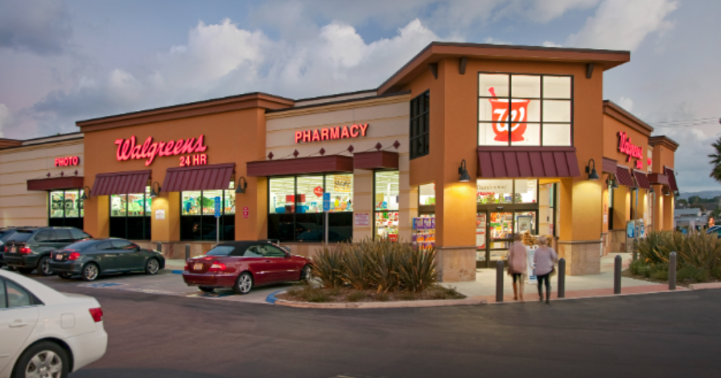 walgreens storefront with cars parked out front