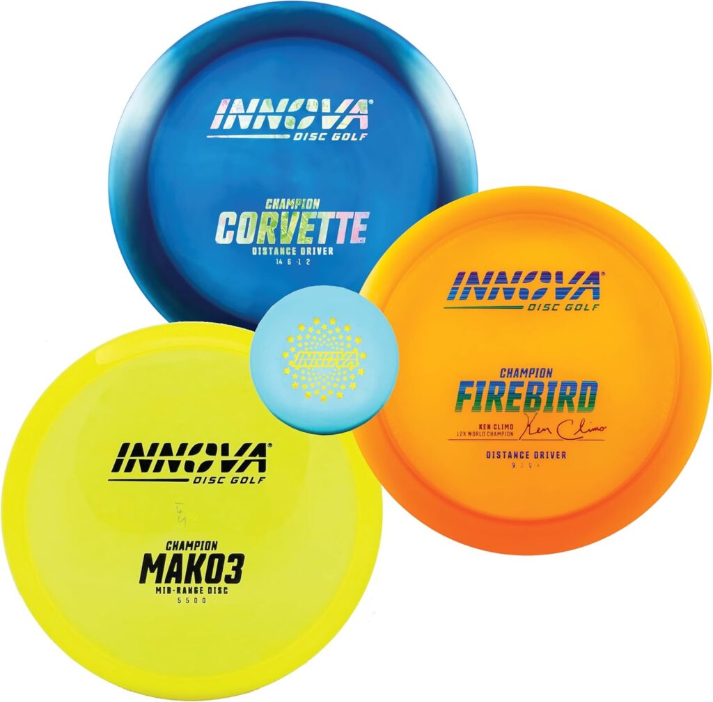 innova champion disc golf set featuring three premium quality discs